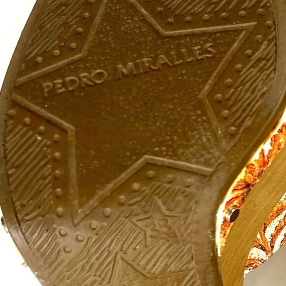 Pedro Miralles  Weekend Floral Platform Sandals - Orange and Cream - Picture 12 of 12